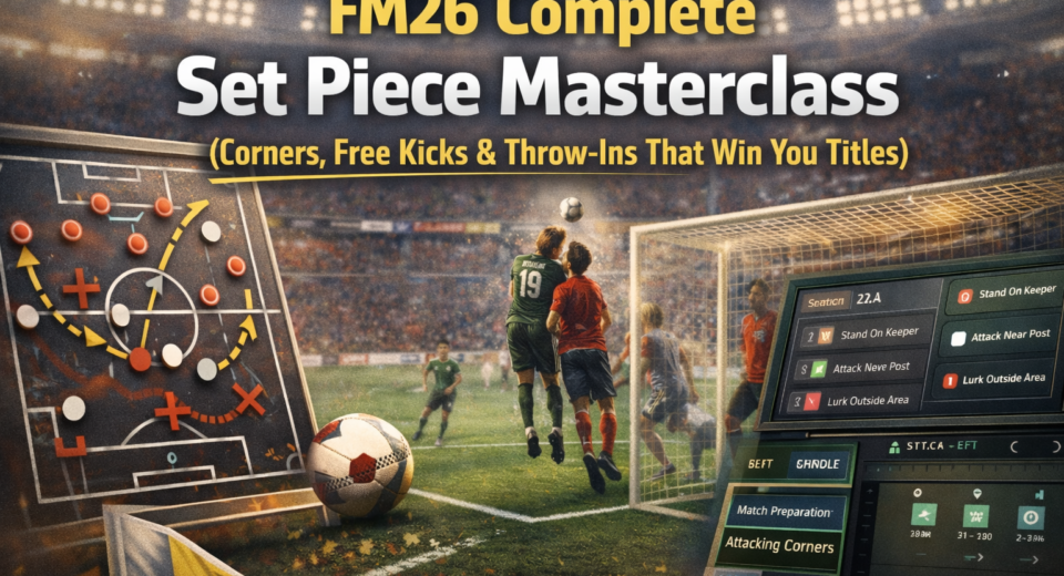 FM26 Set Pieces Masterclass - Corners Free Kicks and Throw Ins Guide
